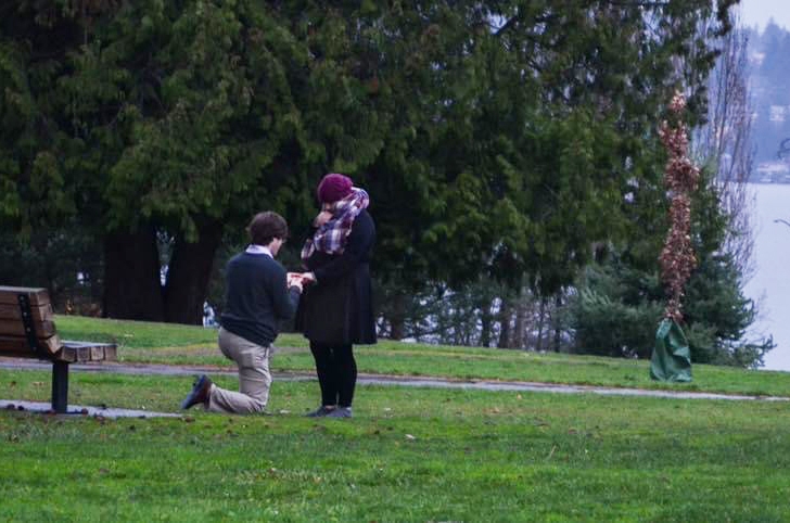 Sarah Bollard and Eric Clark engagement 
Luther Burbank Park Mercer Island, WA. December 16, 2018.