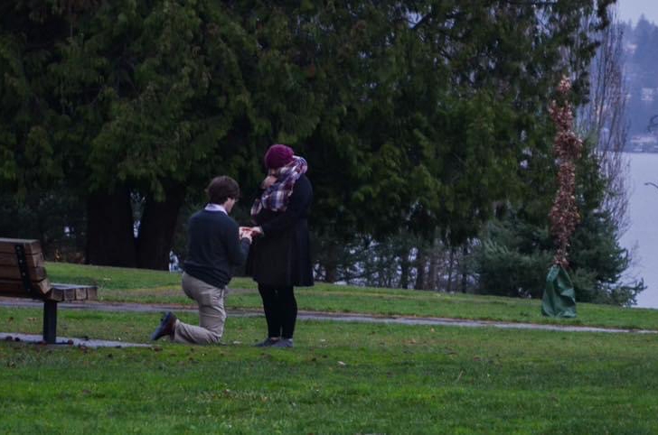 Sarah Bollard and Eric Clark engagement 
Luther Burbank Park Mercer Island, WA. December 16, 2018.