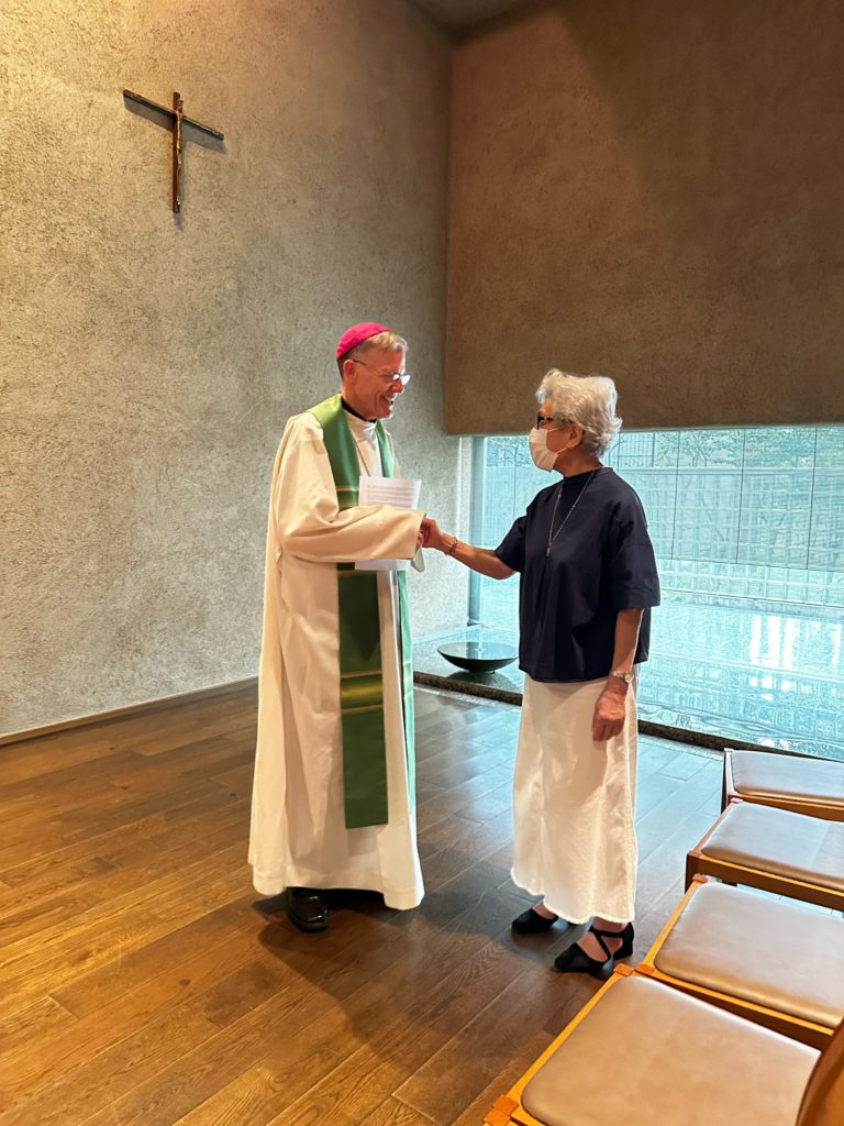 Archbishop Wester with Sister Shizue Hirota, Sister of Merdedarias Misioneras de Berriz