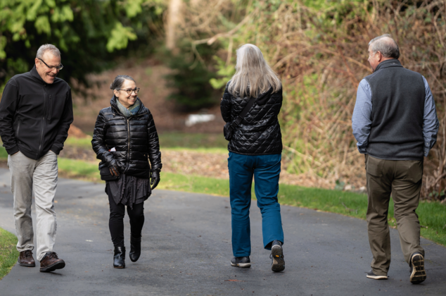 Couples on a walking path at the 2024 Crozier Lenten Retreat