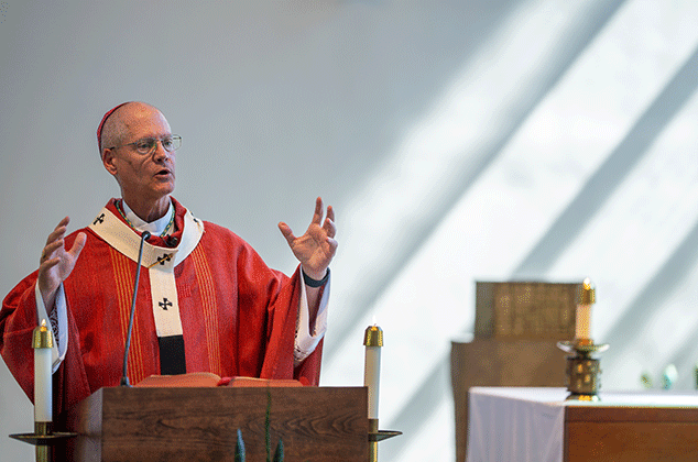 Archbishop Etienne giving a sermon at the 2025 BBQ