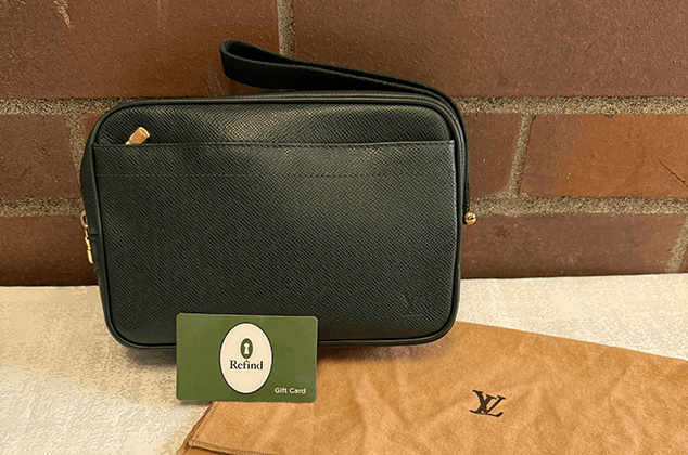 Raffle Item #12: Refind Gift Card and Louis Vuitton Green Taiga Kaluga Clutch